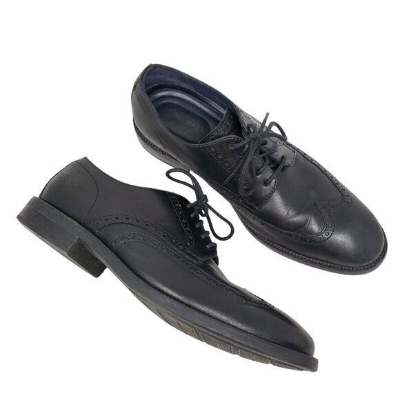 Mens Cole Haan Grand OS Black Leather Oxfords sz 10 M Wingtip Brogue Dress - Picture 2 of 8